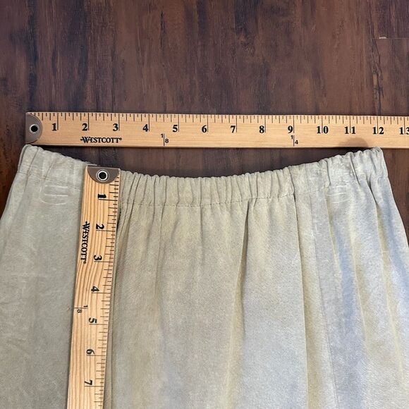 RICKY NELL Skirt Tan Leather Elastic Waist A-Line Fringed Cowgirl NWOT - Picture 7 of 8